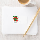 Red Bow on Pine Bough Gift Tag Adressaufkleber (Insitu)