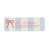 Red Bow & Pale Blue Stripes Return Address (Vorne)