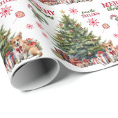 Red Bow Pembroke Welsh Corgi Dog Holiday Tree Geschenkpapier (Rolleneckpunkt)