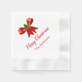 Red Bow Personalisiert Weihnachts-Party Napkins Serviette