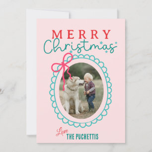 Red Bow Picture Frame Christmas Feiertagskarte