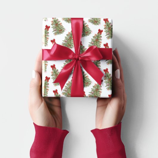 Red Bow Pink Bow Weihnachtsbaum Coquette Geschenkpapier