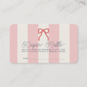 Red Bow & Pink Stripes Baby Diaper Raffle Ticket Begleitkarte (Vorderseite)