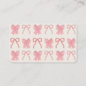 Red Bow & Pink Stripes Baby Diaper Raffle Ticket Begleitkarte (Rückseite)