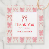 Red Bow & Pink Stripes Baby Shower Geschenkanhänger (Rückseite)