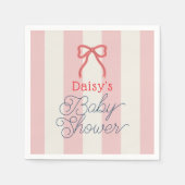 Red Bow & Pink Stripes Baby Shower Serviette (Vorderseite)