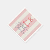 Red Bow & Pink Stripes Baby Shower Serviette (Ecke)