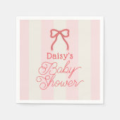 Red Bow & Pink Stripes Baby Shower Serviette (Vorderseite)