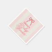 Red Bow & Pink Stripes Baby Shower Serviette (Ecke)