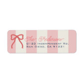 Red Bow & Pink Stripes Return Address (Vorne)