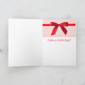 Red Bow Polka Dots Happy Birthday Festive Girly Karte (Innenseite)