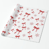 Red Bow Red Snowflake Weihnachtswrapper Geschenkpapier (Ungerollt)