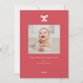 Red Bow Ribbon Weihnachtsfotokarte Feiertagskarte (Rückseite)