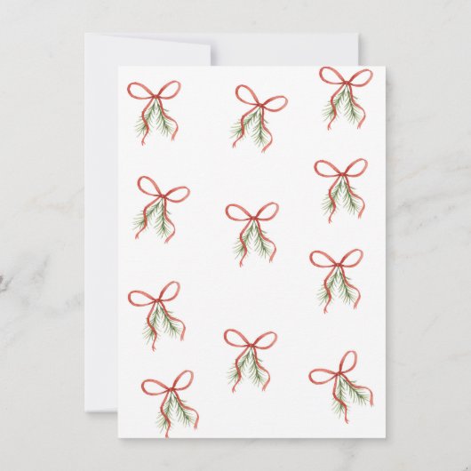 Red Bow Ribbon Winter Save The Date (Rückseite)