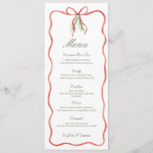 Red Bow Ribbon Winter Wedding Flat Menu Menükarte (Vorderseite)