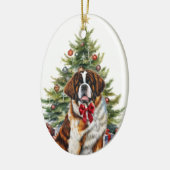 Red Bow Saint Bernard Dog Weihnachten Keramik Ornament (Links)