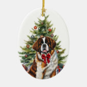 Red Bow Saint Bernard Dog Weihnachten Keramik Ornament (Vorne)
