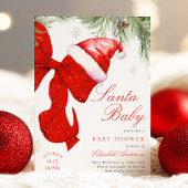 Red Bow Santa Baby Dusche Einladung
