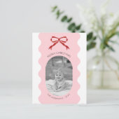 Red Bow Scallop Foto Weihnachten (Stehend Vorderseite)