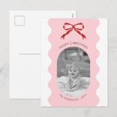 Red Bow Scallop Foto Weihnachten (Vorne/Hinten)