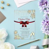 Red Bow, Schneeflocken, Brillen Gold Company Weihn Acryleinladungen (In Situ (Hochzeit))