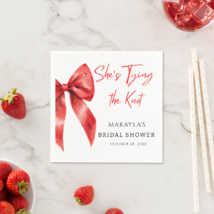 Red Bow She's The Knot Brautparty Napkins Serviette