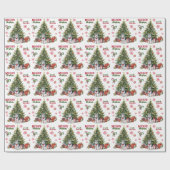 Red Bow Siberian Husky Dog Holiday Tree Geschenkpapier (Flach)