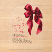 Red Bow Sie bindet das Brautparty des Knotens Acryleinladungen (Vorderseite)