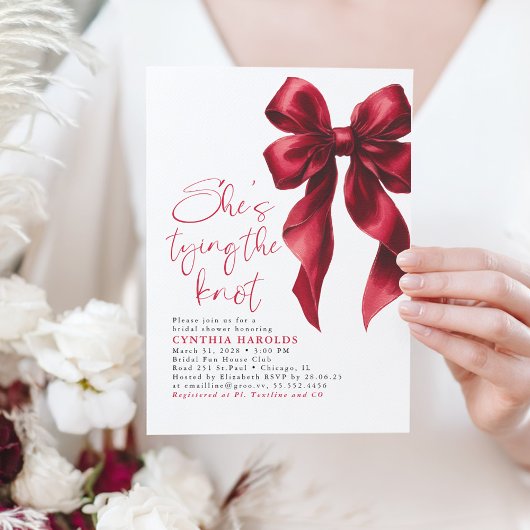 Red Bow Sie bindet das Brautparty des Knotens Einladung