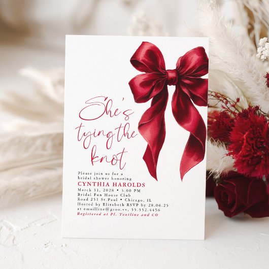 Red Bow Sie bindet das Brautparty des Knotens Einladung