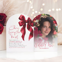 Red Bow Sie bindet das Foto des Knochen-Brautparty Einladung