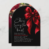 Red Bow Sie bindet das Foto des Knochen-Brautparty Einladung (Vorne/Hinten)