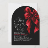 Red Bow Sie bindet das Foto des Knochen-Brautparty Einladung (Vorderseite)