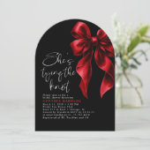 Red Bow Sie bindet das Foto des Knochen-Brautparty Einladung (Stehend Vorderseite)