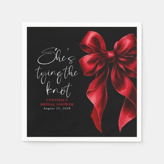 Red Bow Sie bindet das Schwarze Brautparty Serviette (Vorderseite)