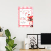 Red Bow Soda Bottle Baby Shower Welcome Sign Poster (Heimbüro)