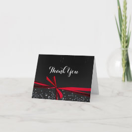 Red Bow Sparkle Bling Holiday Party Grußkarte Feiertagskarte