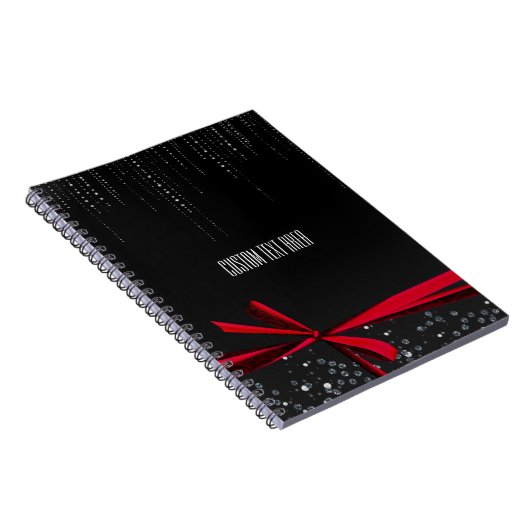 Red Bow Sparkle Ribbon & Bling Journal-Notebook Notizblock (Rechte Seite)