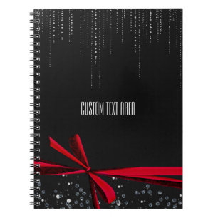 Red Bow Sparkle Ribbon & Bling Journal-Notebook Notizblock