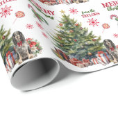 Red Bow Springer Spaniel Dog Holiday Tree Geschenkpapier (Rolleneckpunkt)