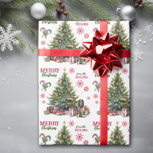 Red Bow Springer Spaniel Dog Holiday Tree Geschenkpapier
