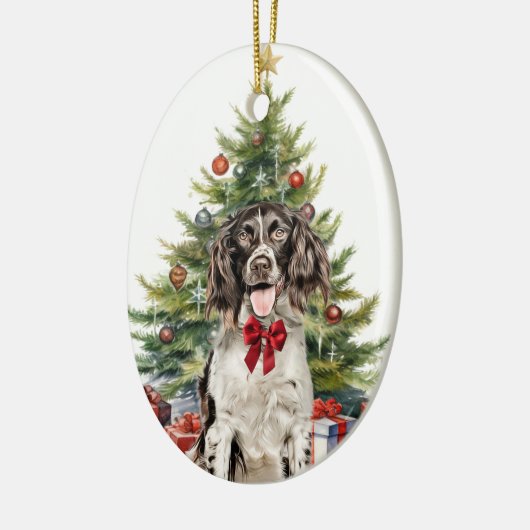 Red Bow Springer Spaniel Dog Weihnachten Keramik Ornament (Links)