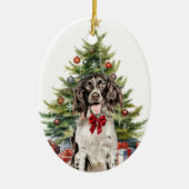 Red Bow Springer Spaniel Dog Weihnachten Keramik Ornament (Vorne)