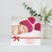 Red Bow Square Foto Holiday Card Feiertagskarte (Stehend Vorderseite)
