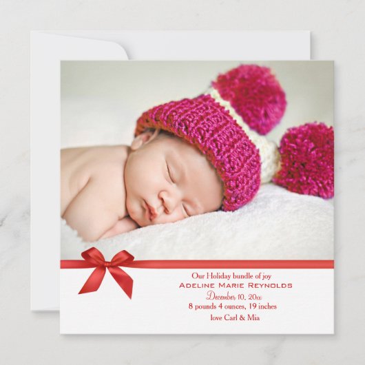 Red Bow Square Foto Holiday Card Feiertagskarte (Vorderseite)