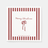 Red Bow Strip Weihnachten Serviette (Vorderseite)