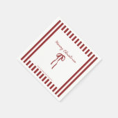 Red Bow Strip Weihnachten Serviette (Ecke)