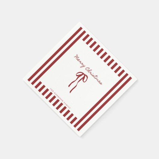 Red Bow Strip Weihnachten Serviette (Ecke)