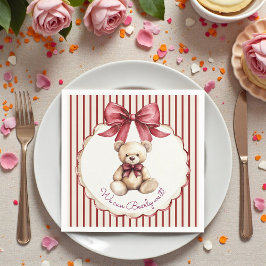 Red Bow Teddy Bear Baby Shower Napkins Serviette