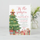 Red Bow Tis The Season to Be Married Bridal Shower Einladung (Stehend Vorderseite)